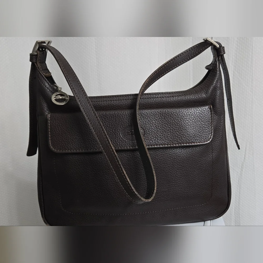 EUC Longchamp Brown Leather Shoulder Bag